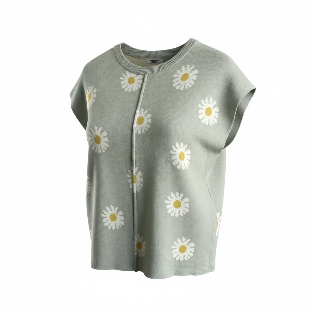 Seagoing Casual Daisy Knit Top - Sage Green Size Medium